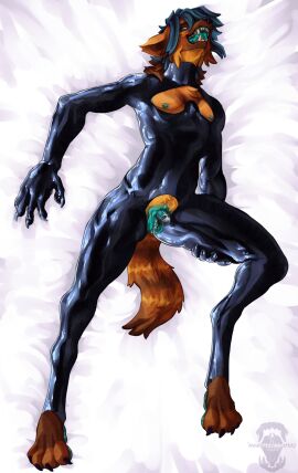 1boy absurd_res ambiguous_gender anthro bodily_fluids canid canine chastity_cage chastity_device clit_shield clitoris clitoris_shield cuntboy digital_drawing_(artwork) digital_media_(artwork) edging enlarged_clitoris female female_chastity genital_fluids genitals hi_res hyena intersex large_clitoris latex lying male mammal masturbation monsterclawspng_(artist) on_back on_display painting_(artwork) pussy solo solo_focus solo_male striped_hyena vaginal_masturbation vaginal_penetration