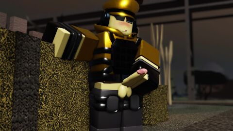 1boy 3d balls clothing gabbers gay golden_scout_(tds) male male_only official_alternate_costume penis penis_out roblox roblox_game robloxian scout_(tds) solo tagme tower_defense_simulator