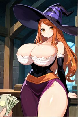 ai_generated dragon's_crown female huge_breasts long_hair red_hair sorceress sorceress_(dragon's_crown)