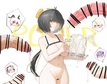 1girls 4futas cantarella_(wuthering_waves) carlotta_(wuthering_waves) censored cum cuora cup drooling female female_focus female_rover_(wuthering_waves) fleurdelys_(wuthering_waves) futa_on_female futanari holding_object implied_futa intersex offscreen_character rover_(wuthering_waves) wuthering_waves zani_(wuthering_waves)