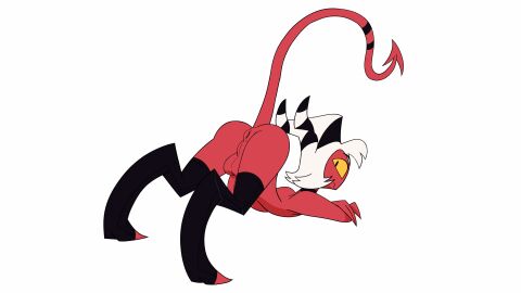 2d_animation all_fours animated anus ass ass_up balls big_ass big_butt black_choker black_clothing black_eyes black_footwear black_horn black_jewelry black_necklace black_socks blinking bouncing_ass bouncing_butt choker clothed clothing crossed_arms darkleyx demon erection footwear genitals glans hair helluva_boss hi_res horn humanoid humanoid_genitalia humanoid_penis imp jewelry legwear looking_at_viewer looking_back male male_only moxxie_(helluva_boss) necklace not_furry penis perineum red_anus red_balls red_glans red_perineum simple_background socks solo spade_tail striped_horn stripes tail thigh_highs thigh_socks thighhighs toeless_footwear toeless_socks topless twerking white_background white_hair yellow_sclera