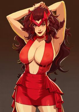 1girls 2d armpits big_breasts breasts cleavage clothed clothed_female danusko female female_only looking_at_viewer marvel marvel_comics marvel_rivals scarlet_witch scarlet_witch_(marvel_rivals) thick_thighs wanda_maximoff