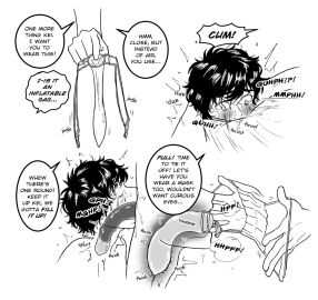 2boys age_difference all_the_way_to_the_base ass big_dom_small_sub big_penis black_and_white bondage condom condom_balloon condom_filling condom_in_mouth condom_in_throat crying cum_in_mouth cum_in_throat date deepthroat dialogue duo english english_text erect_penis erection excessive_cum face_fucking fellatio femboy gag gagged gay gay_domination gay_sex glasses h huge_cock inflatable inflatable_gag irrumatio kei_(zincubis) large_penis male male/male male_only mouth_full_of_cum penis rough_sex size_difference tears throat throat_bulge throat_fuck trap u x-ray yaoi zincubis