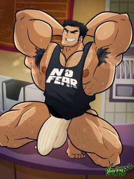 1boy armpit_hair arms_up balls balls_bulge bara barista beard_stubble biceps big_biceps big_bulge big_penis black_hair body_hair buff bulge caucasian caucasian_male chest_hair clothed clothing facial_hair gay hairy hairy_armpits hairy_chest hairy_male hairy_thighs hands_behind_head huge_bulge huge_cock huge_muscles huge_penis human human_only indoors jockstrap lucas_lee male male_focus male_nipples male_only masculine_male muscles muscular muscular_chest muscular_male muscular_thighs nipples pecs pectorals penis pose posing pubic_hair scott_pilgrim scott_pilgrim_takes_off shirt smile smiling smiling_at_viewer solo solo_male squatting sweat sweatdrop sweating sweaty teeth teeth_showing thick_eyebrows thick_thighs tight_clothing tight_shirt toned toned_body toned_male underwear unprofessional_behavior vispaking white_jockstrap white_underwear wink winking winking_at_viewer yaoi