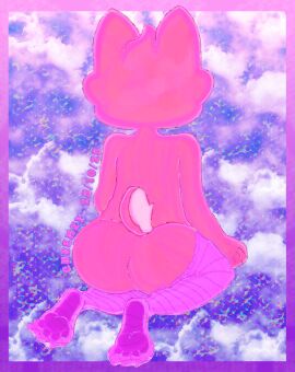 1:1 absurd_res anthro breasts canid canine canis cheemzyarts digital_media_(artwork) domestic_dog english_text female female/female genitals hi_res huge_filesize im_cheemzy liz_(cheemzy_arts) mammal nude_anthro pink_body shiba_inu slightly_chubby slightly_chubby_female smile solo spitz standing text