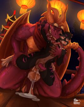 absurd_res activision anal anal_sex animal_genitalia anthro ass balls bodily_fluids chinese_new_year cum cum_drip cum_in_ass cum_inside cum_on_balls domestic_cat dragon dripping drooling duo erection felid feline felis from_behind_position fur genital_fluids genitals grey_(greywolf2244) grey_body grey_fur hand_on_chest hi_res holidays knot knotted_penis leg_grab looking_pleasured male male/male male_penetrated male_penetrating male_penetrating_male mammal mythological_creature mythological_scalie mythology nipples open_mouth penetration penis purple_body purple_eyes purple_fur saliva saliva_drip scalie sex sheath sir_ishinn spyro_the_dragon stripes wings