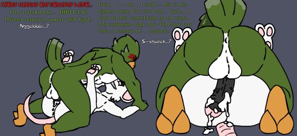 age_difference anthro ass avian backsack balls ballsack big_ass big_butt bird bodily_fluids cum cum_inside dialogue duo elderly elderly_anthro elderly_male female from_front_position genital_fluids genitals holding_wrist imminent_vore kakroon larger_male male male/female mammal mating_press murid murine older_male rat rodent sex size_difference smaller_female younger_female