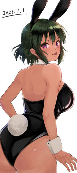 1girls absurd_res absurdres ass back bare_armpits bare_hands bare_hips bare_legs bare_shoulders bare_thighs black-haired_female black_bunny_ears black_bunnygirl_costume black_bunnysuit black_hair breasts bunny_ears bunny_girl bunny_tail bunnygirl_outfit butt_crack_outline collar curvy curvy_body curvy_female curvy_figure curvy_hips curvy_thighs dark-skinned_female dark_skin dot_nose elbows eyebrows_visible_through_hair female female_focus female_only fingers fujisaki_subaru half_naked high_resolution highres hourglass_figure idolmaster idolmaster_cinderella_girls large_breasts legs lips looking_at_viewer naked naked_female natalia_(idolmaster) nude nude_female open_mouth open_mouth_smile parted_lips purple-eyed_female purple_eyes short_hair shoulders sideboob simple_background slender_body slender_waist slim_female slim_waist smile smiling_at_viewer solo standing thick_ass thick_thighs thighs thin_waist tongue upper_body white_background white_collar white_wrist_cuffs wide_hips wrist_cuffs