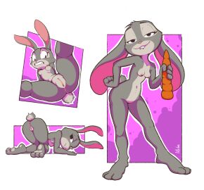 anthro anus bent_over bite biting_lip breasts buckteeth carrot disney female food genitals hi_res judy_hopps lagomorph leporid lilidae mammal nude plant pussy rabbit sidehip simple_background small_breasts solo spread_legs spreading teeth vegetable zootopia