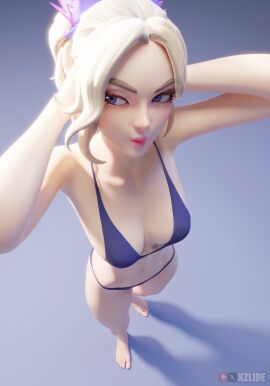 1girls 3d arms_up bare_shoulders barefoot bikini bikini_bottom bikini_top blonde-haired_female blonde_female blonde_hair breasts cleavage epic_games feet female female_only fortnite fortnite:_battle_royale freckles freckles_on_face hair_ornament hands_behind_head haylee_skye_(fortnite) light-skinned_female light_skin lipstick pink_lipstick ponytail purple_eyes solo solo_female standing swimwear tagme toes two_piece_swimsuit xzlide