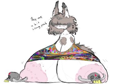 animal_ears breasts female hairy hairy_armpits hairy_chest heavy_breasts inconvenient_breasts massive_breasts nipple_piercing nipples piercing yobaba