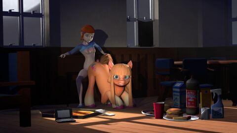 1futa 1girls 3d applebite629841 ben_10 blonde_hair blonde_mane blue_shirt breasts cartoon_network caught clothes_lift clothing duo equid equine eyewear female feral food futa_on_female futa_on_feral futa_on_horse futanari glasses gwen_tennyson gwen_tennyson_(classic) hair hasbro hi_res horse hot_dogging human human_on_feral intersex intersex/female looking_at_viewer mammal mane mlp_g5 mostly_nude my_little_pony night nipples nude nude_futa orange_body pony red_hair sex small_breasts sunny_starscout_(mlp) worried yellow_hair zoophilia