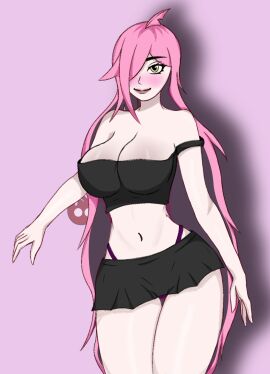 1girls blush breasts female latam_virtual_youtuber long_hair neneefthy nipples nipples_visible_through_clothing pink_background pink_hair smile solo_female spacesamurai tagme thighs virtual_youtuber vtuber vtuberfanart