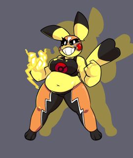 big_breasts breasts cosplay_pikachu female pikachu pikachu_libre pokemon pokemon_(species) pokémon_(species) spr1ngh3ll thick_thighs wide_hips