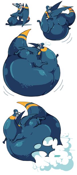 air_inflation air_tank belly_expansion belly_pop bursting colored comic dragon furry hisone_to_masotan inflation male masotan popping pukupukudragon spherical_inflation tagme