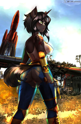 ass breasts bronie caliluminos commission fallout_equestria fanart female genital hazi_daze oc open_mouth pony post_pocalyptic red_rocket unicorn ych