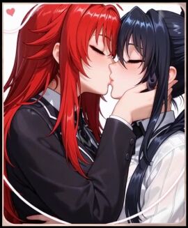 2female 2females 2girls 2women ai_generated akeno_himejima flirting girl_on_girl girlfriends high_school_dxd lesbian_couple lesbian_focus lesbian_kiss lovers rias_gremory rias_x_akeno sapphic tagme video yuri