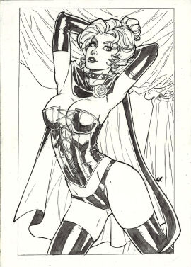 1girls black_clothing black_queen clothed female female_only hellfire_club jean_grey lcfreitas marvel marvel_comics sketch traditional_media_(artwork) uncolored x-men