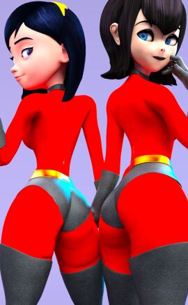 2girls 3d aged_up ass big_breasts breasts cosplay crossover curvaceous curvy curvy_figure digital_media_(artwork) disney elastigirl_(cosplay) female hips hotel_transylvania hourglass_figure legs light-skinned_female light_skin mavis_dracula multiple_females multiple_girls pixar slim_waist the_incredibles thick thick_legs thick_thighs thighs upper_body vampire vampire_girl vampiress violet_parr violet_parr_(cosplay) voluptuous vtemp waist wide_hips