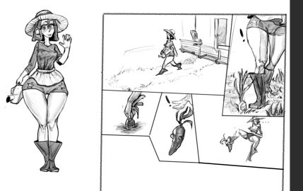 ! ... 1girls 2024 ambiguous_gender blush boots breasts cameltoe carrot chair clothed clothed_female comic_page curvaceous curvaceous_body curvaceous_female curvy curvy_female curvy_figure extinctyellow eyelashes female female_human female_only garden grass long_sleeves looking_at_another medium_breasts monochrome nipple_bulge original_character pussy short_hair shorts skirt solo_female star_(symbol) straw_hat thick_thighs unfinished wide_hips