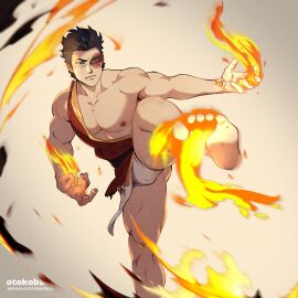 1boy avatar_legends avatar_the_last_airbender feet fire_nation firebending foot kicking male male_feet male_only male_underwear muscles otokobara panties pantsu pantyshot thong underwear zuko