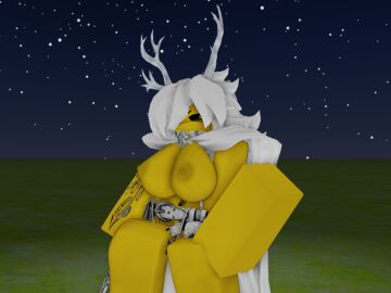 1girls 3d 3d_(artwork) antlers areolae arrymix breasts cap iota_(the_battle_bricks) irritated mostly_nude mostly_nude_female nipples nude roblox roblox_game robloxian self_upload tagme tattoo tattoo_on_arm the_battle_bricks thighs white_hair yellow_skin