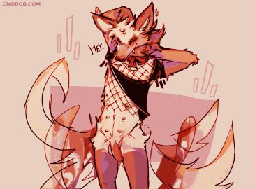 2024 anthro balls belly_nipples biped brown_body brown_fur canid canine clothing digital_media_(artwork) fangs fishnet_clothing fishnet_topwear flaccid fur genitals half-closed_eyes humanoid_genitalia humanoid_penis lawyerdog maki_(lawyerdog) male male_anthro mammal maned_wolf multicolored_body multicolored_fur narrowed_eyes navel penis portrait slim_anthro slim_male smile solo standing tail tail_motion tailwag tan_body tan_fur teeth three-quarter_portrait topwear white_body white_fur