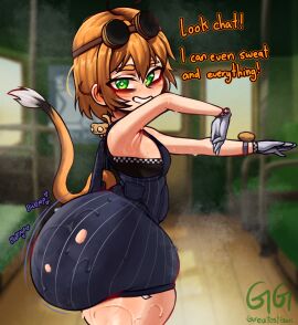 1girls armpits ass ass_body big_ass blonde_hair bottom_heavy breasts bubble_ass bubble_butt dooby3d fat_ass female female_only gerbil gloves goggles goggles_on_head greatestgori huge_ass indie_virtual_youtuber large_ass looking_back musk musk_clouds png short_hair shortstack side_view small_breasts solo sweat sweaty_body tail tearing_clothes text thick_ass thick_thighs virtual_youtuber wardrobe_malfunction wide_hips