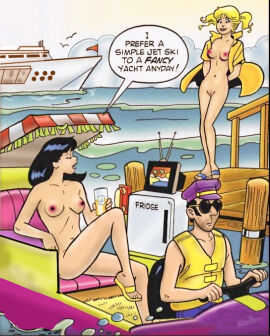 archie_comics betty_cooper boat edited naked veronica_lodge water