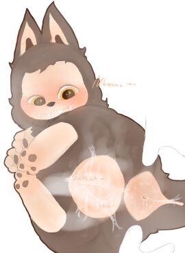 anus fangs female feral labubu pawpads pop_mart pussy pussy_juice the_monsters yellow_eyes