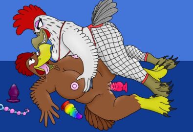 1girls breasts chicken female female_only large_breasts large_penis male penis what