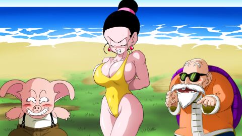 chichi chichi_(majin_buu_saga) dragon_ball dragon_ball_z master_roshi oolong yamamoto_doujin