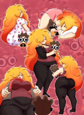 ass belly danscarf freckles jeans large_ass large_hips large_thighs leather nerd_(nerd_and_jock) nerd_and_jock_(webcomic) perspective plush plushie red_hair scarf summer_dress tiger_(nerd_and_jock) webtoon