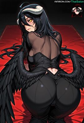 1girls ai_assisted ai_generated albedo_(overlord) ass ass_focus bangs bare_legs barefoot bed big_breasts black_hair black_toenails black_wings breasts breats chromatic_abberation clothed clothing demon_girl demon_horns feathered_wings feet female female_only foot_fetish foot_focus hires horns large_ass large_breasts long_hair looking_at_viewer lying monster_girl on_back on_bed overlord_(maruyama) patreon patreon_username pillow sexually_suggestive slit_pupils smile soles solo stable_diffusion tagme thai_salon thaisalon thick_thighs thighs toenail_polish toenails toes watermark wings wrinkled_feet wrinkled_soles yellow_eyes