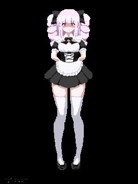 animated belly_expansion breast_expansion indulgences lucy_(indulgences) maid_uniform pixel_art tight_clothing