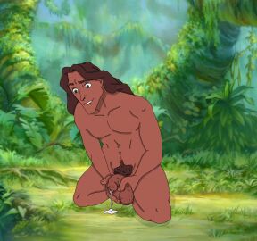 1boy artist_request balls cum cumming disney flaccid flaccid_penis foreskin foreskin_overhang forest literature male male_only naked naked_male nature nude nude_male penis public_domain tagme tarzan_(1999_film) tarzan_(character) toned toned_male uncircumcised unretracted_foreskin