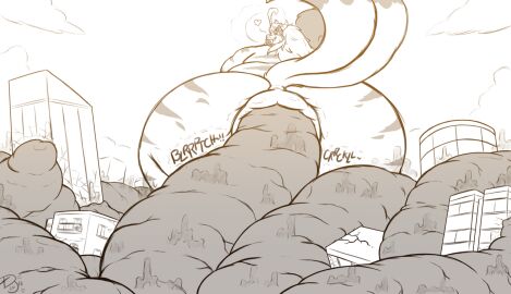 ambiguous_gender anthro anus ass big_butt building city city_destruction cloud destruction digital_media_(artwork) djermengandre djermengandre_(character) excessive_feces fart feces fur hair huge_butt hyper hyper_feces hyper_scat kaiju looking_back macro male mammal monster nude outside overweight overweight_male rebelgandre scat size_difference solo sound_effects tail text white_body wide_hips