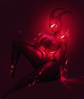 1girls 2021 breasts female glowing_eyes hi_res hiromoru horns humanoid imp imp_(risk_of_rain) medium_breasts monster nude red_eyes red_skin risk_of_rain risk_of_rain_2 sitting solo thick_thighs
