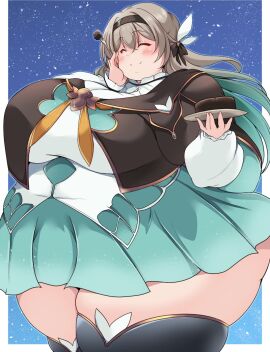 1girls bbw breasts chubby chubby_female fat fat_female fat_woman female female_focus female_only firefly_(honkai:_star_rail) honkai:_star_rail honkai_(series) light-skinned_female light_skin obese obese_female solo solo_female solo_focus thick_thighs thighs white-haired_female white_hair wide_hips