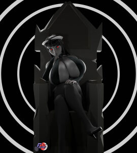 1girls 3d breasts female feversfm grey_skin huge_breasts looking_at_viewer phalia red_eyes sitting tagme