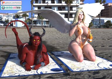 2girls 3d angel angel_wings archangela archangela_(tonices) ass ass_bigger_than_head big_ass big_breasts big_thighs breasts breasts_bigger_than_head curvaceous curvy curvy_figure demon demon_girl demoness female hips hourglass_figure huge_ass huge_breasts huge_thighs humanoid kaelen_emberis large_ass large_breasts large_thighs legs light-skinned_female light_skin mature mature_female original original_character original_characters red-skinned_female red_body red_skin round_ass slim_waist thick thick_hips thick_legs thick_thighs thighs thighs_bigger_than_head thunder_thighs tonices voluptuous waist wide_hips wide_thighs wings