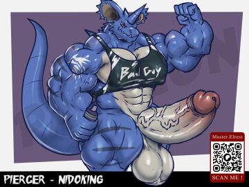 5_fingers abs anthro balls biceps big_balls big_penis biped countershade_torso countershading erection fingers generation_1_pokemon genitals glans hi_res holding_object horn huge_balls huge_cock humanoid_genitalia humanoid_penis male masterelrest muscular muscular_anthro muscular_male nidoking nintendo pecs penis pokemon pokemon_(species) qr_code quads shiny_nidoking shiny_pokemon solo tail vein veiny_penis