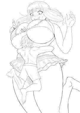 big_breasts bigger_female blush blushing_at_partner boyfriend breasts female flushed flushed_face giantess girlfriend height_difference hug huge_boobs huge_breasts larger_female male miniskirt shocked shocked_expression shoiichii shorter_male size_difference smaller_male thick_thighs thighs