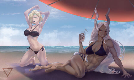 2girls abs adult adult_female ankles arm_above_head arm_support arm_up armpit armpit_crease armpit_peek armpits arms_above_head arms_up bare_armpits bare_arms bare_belly bare_calves bare_chest bare_hands bare_hips bare_knees bare_legs bare_midriff bare_navel bare_shoulders bare_skin bare_soles bare_thighs bare_toes barefoot beach belly belly_button big_breasts bikini bikini_bottom bikini_only bikini_top black_bikini black_bikini_bottom black_bikini_top black_string_bikini black_swimsuit black_swimwear blonde-haired_female blonde_eyebrows blonde_female blonde_hair blonde_hair_female blue-eyed_female blue_eyes blue_sky boku_no_hero_academia breasts brown-skinned_female brown_sgkinned_female brown_skin busty busty_female busty_girl calves character_request cleavage clouds coast collarbone curvaceous curvaceous_body curvaceous_female curvaceous_figure curvaceous_hips curvaceous_thighs curvy curvy_body curvy_female curvy_figure curvy_hips curvy_thighs day daylight daytime digital digital_art digital_drawing digital_drawing_(artwork) digital_media digital_media_(artwork) elbows ethanarts2019 exposed_armpits exposed_arms exposed_belly exposed_chest exposed_hips exposed_legs exposed_midriff exposed_navel exposed_shoulders exposed_skin exposed_thighs exposed_toes feet female female_focus female_only fingers full_body grin groin hairless_armpits halterneck hand_above_head hand_up hands_above_head hands_up high_resolution highres horizon hourglass_figure inguinal_crease inguinal_ligament kneeling kneeling_on_ground knees large_boobs large_breasts lean_figure legs linea_alba long_hair looking_at_viewer mature mature_female medium_hair midriff mirko multiple_females multiple_girls muscular muscular_female my_hero_academia narrow_waist navel ocean open_mouth outdoor outdoors outside parted_bangs parted_lips plump_breasts red-eyed_female red_eyes sand sea seaside shaved_armpits short_hair shoulders side-tie_bikini sky slender_body slender_waist slim_waist smile smiley_face smiling smiling_at_viewer soles stomach string_bikini swimsuit swimwear thick_thighs thighs toes tongue upper_teeth very_long_hair very_long_hair_female white-haired_female white_eyebrows white_hair wide_hips