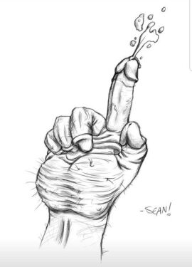 black_and_white body_horror cum ejaculation erm_actually_headass handsfree_ejaculation line_art monochrome penis penis_digits penis_transformation pentaphallia projectile_cum sean! uncensored unusual_anatomy unusual_genitalia_placement unusual_penis_placement werecock what wtf