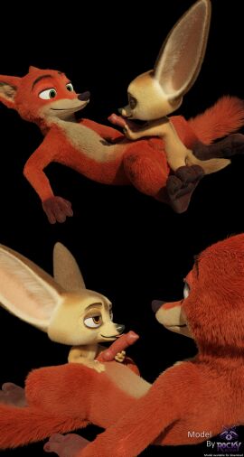 3_toes 3d 4_fingers absurd_res animal_genitalia anthro balls big_ears black_background black_nose blender_(artwork) canid canine canine_genitalia claws closed_eyes countershading digital_media_(artwork) disney duo english_text erection feet fennec_fox fingers finnick finnick_(zootopia) fox gay genitals gloves_(marking) green_eyes half-closed_eyes hi_res holding_penis licking lying male male/male mammal markings multiple_angles narrowed_eyes nick_wilde on_back oral orange_body orange_eyes pawpads paws penetration penile penile_penetration penis penis_lick pink_penis rockyrcoon sex simple_background size_difference slightly_open_mouth smaller_male smile solo standing tail tan_body text toes tongue tongue_out true_fox watermark zootopia