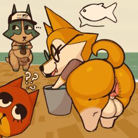 anthro anus ass balls beach bent_over big_ass big_balls big_butt black_eyes black_nose bodily_fluids bottomless bucket canid canine canis cheek_tuft clothed clothing container countershading dizzyknight domestic_cat domestic_dog drooling eyelashes eyewear facial_tuft felid feline felis femboy fish fur gay gay_anal gay_masturbation gay_sex genitals glasses green_body green_ears green_fur group hat headgear headwear homosexual homosexual_male homosexual_masturbation homosexual_sex huge_ass huge_butt humanoid_genitalia humanoid_penis male male/male male_only male_penetrated male_penetrating male_penetrating_male mammal marine mouth_closed nude open_mouth open_smile orange_body orange_countershading orange_ears orange_fur orange_tail outside penetration penis pictographics pink_anus pink_tongue question_mark round_glasses saliva sand sea shirt shirt_only smile tail tan_body tan_countershading tan_fur tongue topwear topwear_only trio tuft water webfishing white_body white_countershading white_fur