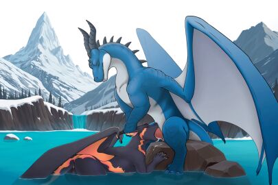 2025 3:2 animated anus ass black_horn blue_body blue_scales blue_tail blue_wings claws closed_eyes countershade_scales countershade_torso countershading digital_drawing_(artwork) digital_media_(artwork) dragon duo erection feet female female_penetrated feral feral_on_feral feral_penetrated feral_penetrating feral_penetrating_feral finger_claws fingers genitals grey_body grey_tail grey_wings horn horn_grab male male/female male_penetrating male_penetrating_female mythological_creature mythological_scalie mythology outside outside_sex partially_submerged penetration penis penis_in_mouth pussy scales scalie sex sitting sterr tail toe_claws toes vulva water wings