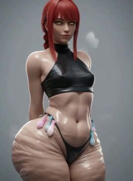 bangs bottom_heavy braid cellulite chainsaw_man chubby chubby_female condom_balloon covered_nipples extreme_cellulite golden_eyes hips_wider_than_shoulders hyper_ass hyper_hips hyper_thighs jiggle latex latex_clothing looking_at_viewer makima_(chainsaw_man) messygirls oiled pointy_nipples red_hair ringed_eyes shiny_skin smug swamp_ass swaying sweat sweatdrop sweating sweaty_body tagme twerking used_condom video wide_hips