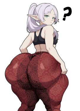 1girls ? ass ass_body ass_focus big_ass big_thighs bottom_heavy breasts bubble_ass bubble_butt cellulite clothed clothing crop_top elf elf_ears elf_female elf_girl fat_ass fat_thighs female flare_pants flat_chest flat_chested flat_n_thick forbidden_pants freshnsfw frieren huge_ass huge_thighs looking_at_viewer looking_back massive_ass pear-shaped_figure pear_shaped pear_shaped_female ponytail print_legwear silver_hair small_breasts solo solo_female sousou_no_frieren thick thick_ass thick_thighs white_background white_hair young_female